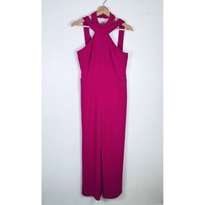 Bebe Womens Size 6 Fuchsia Pink Purple Jumper Romper Wide Leg Sleeveless